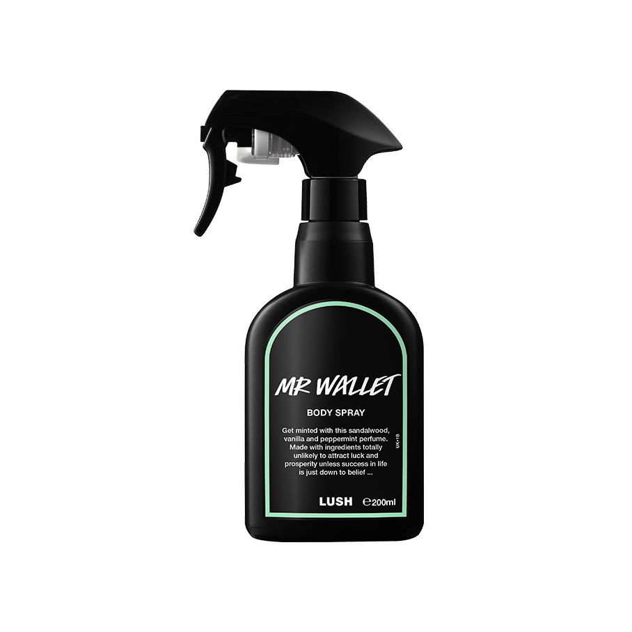 Lush Mr Wallet body spray for a minty scent - British product