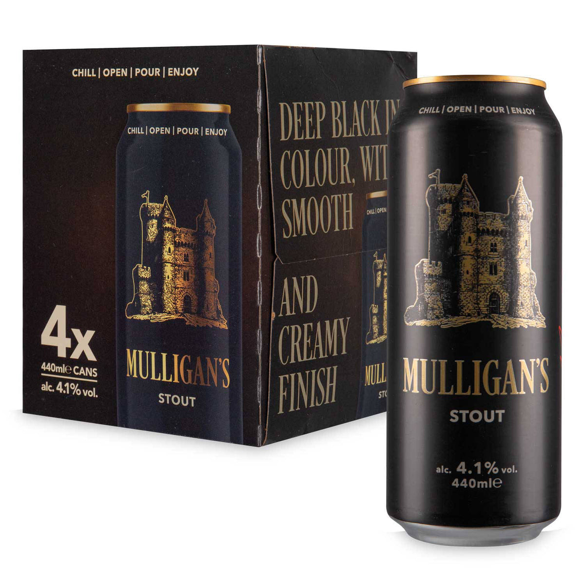 Mulligans Stout 4.1% ABV beer, imported from the UK
