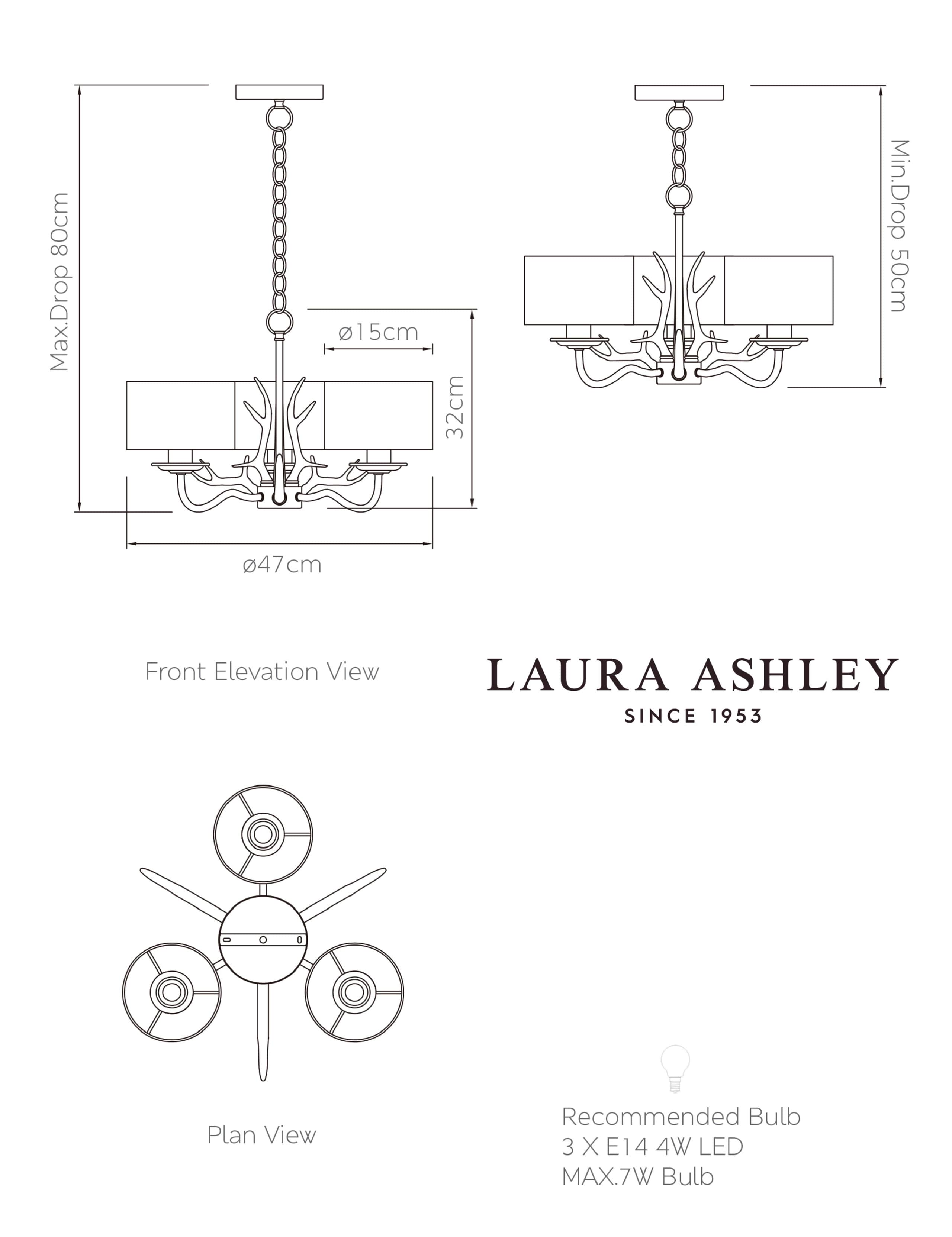 Laura Ashley Mulroy pendant light 47 cm (British brand)
