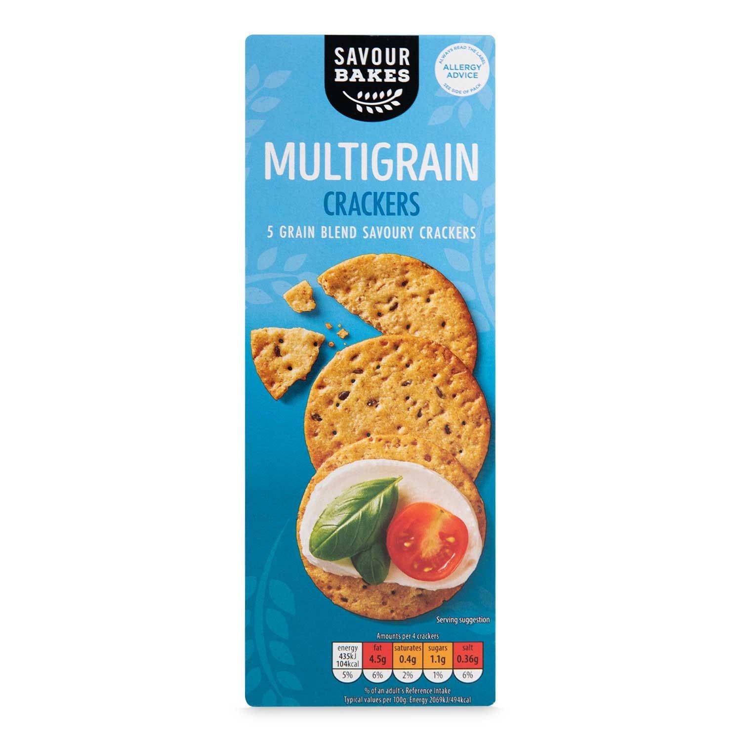 Multigrain crackers made with wheat flour, UK version