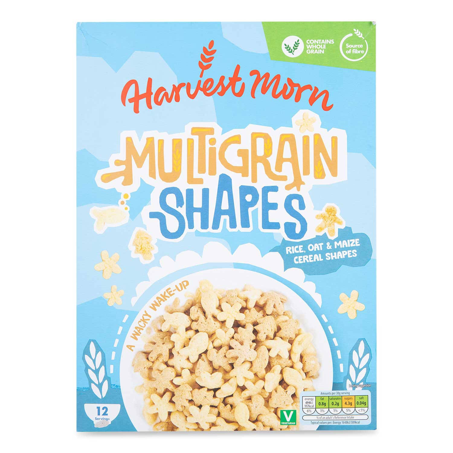 Multigrain shapes cereal with rice, oat and maize, imported from the UK