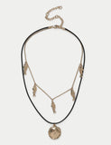 Multirow Fish And Disc Necklace with mixed metals, imported from the UK