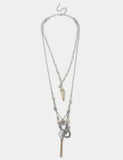 Multirow Tusk long pendant necklace in metal finish, UK version