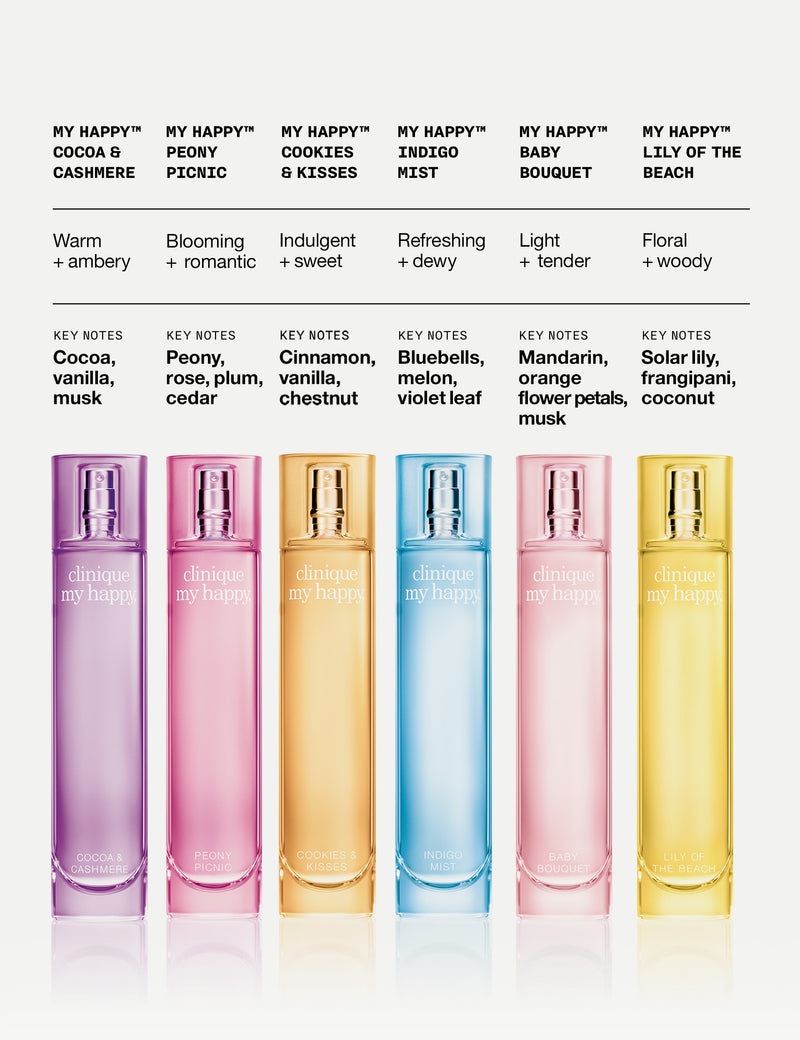 Clinique My Happy Cocoa & Cashmere fragrance mist 100ml, imported from the UK