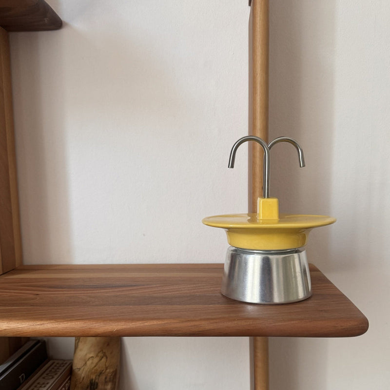 Vintage yellow ceramic Moka Pot, stovetop brewer (British brand)