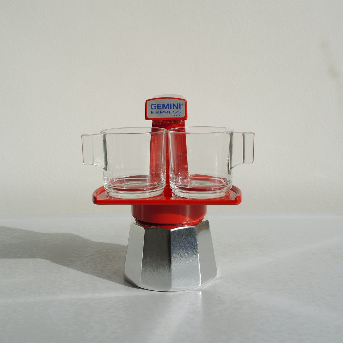 Gemini Express Moka Pot Red Vintage Inspired Coffee Brewer, UK version
