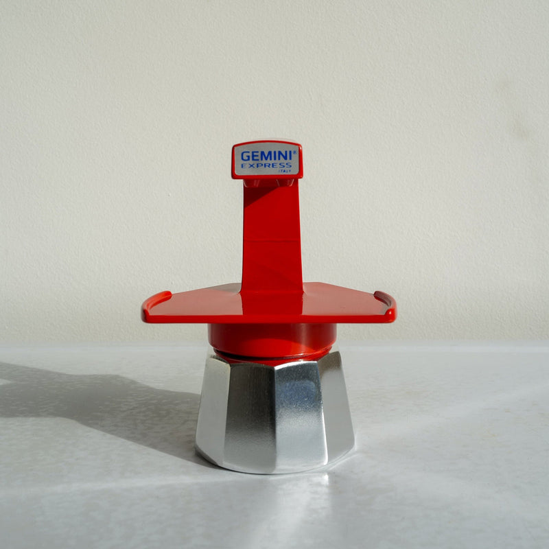 Gemini Express Moka Pot Red Vintage Inspired Coffee Brewer, UK version