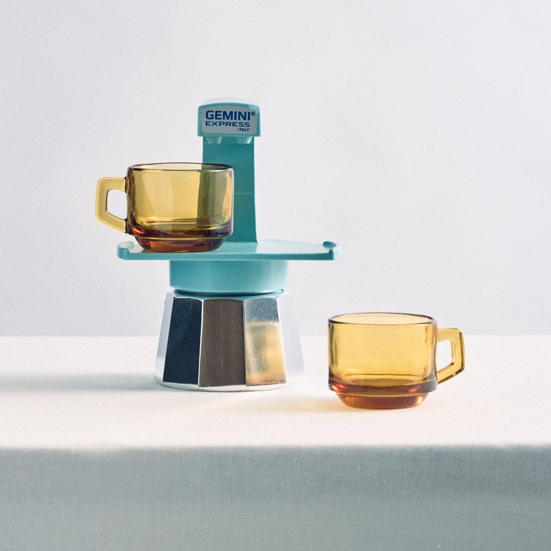 Gemini Express moka pot Sky Blue, imported from the UK