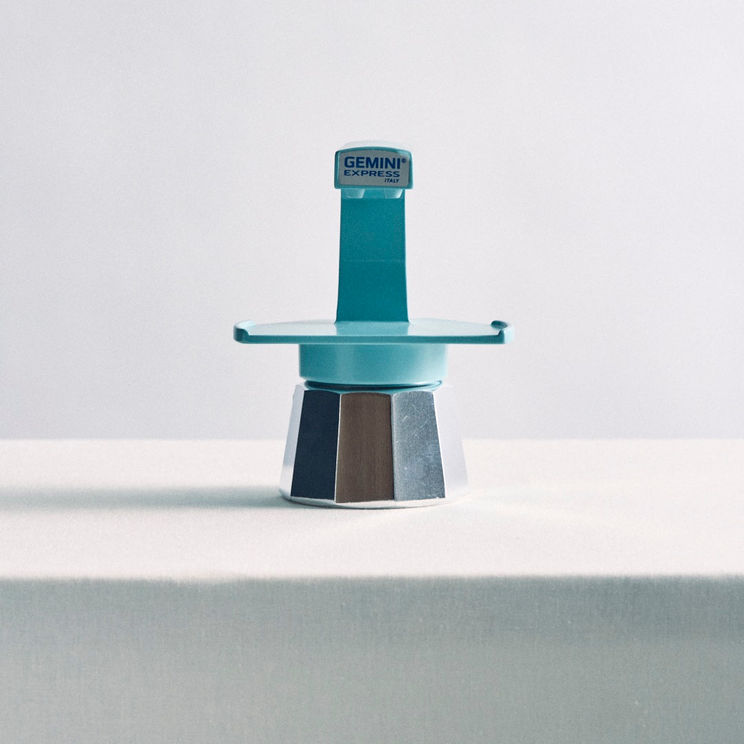 Gemini Express moka pot Sky Blue, imported from the UK