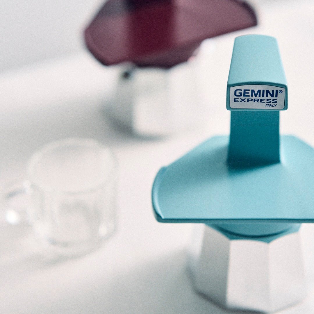 Gemini Express moka pot Sky Blue, imported from the UK
