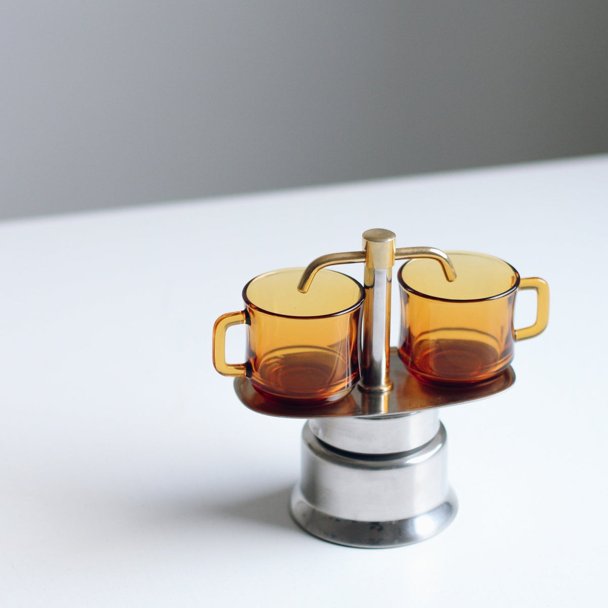 Silver & Gold Stainless Steel Moka Pot Double (British brand)