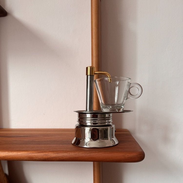 Silver Gold Stainless Steel Moka Pot Single (British brand)