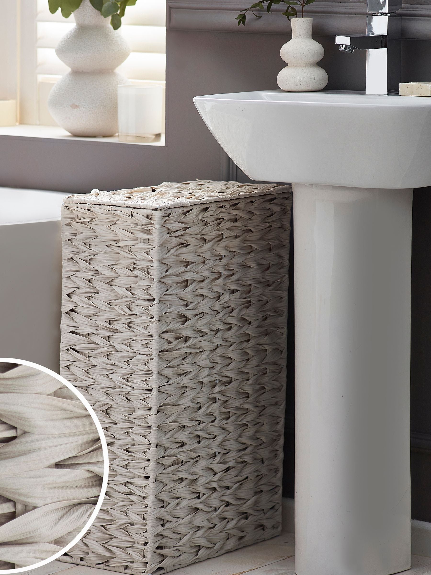Cream Hepworth Wicker Effect Slimline Laundry