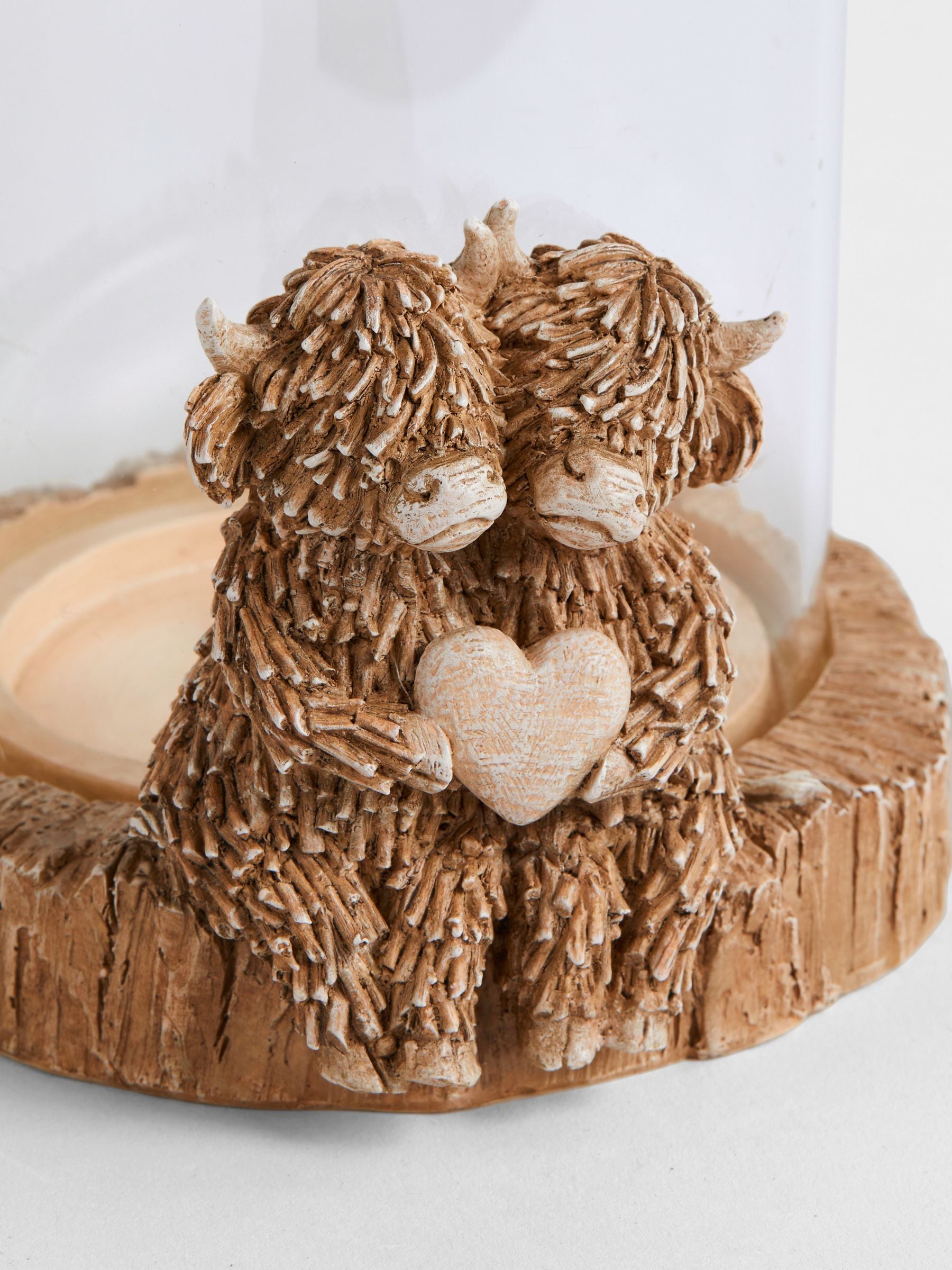 Hurricane candle holder featuring Hamish the Highland Cow, imported from the UK