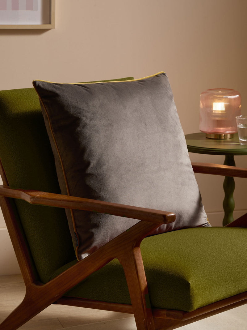 Furn Charcoal/Moss Meridian Velvet 55 x 55cm Cushion Cover