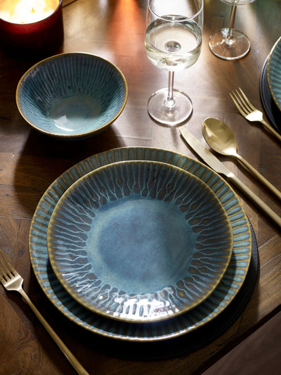 Teal Blue Collins 12-teiliges Essgeschirr-Set