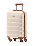 Flight Knight Cream/Brown Hard Shell ABS Easyjet Size Cabin Carry On Case