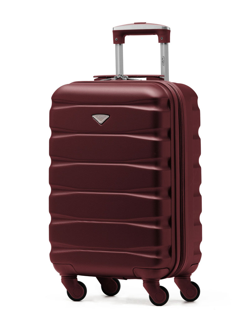 Flight Knight Burgundy Hard Shell ABS Easyjet Size Cabin Carry On Case
