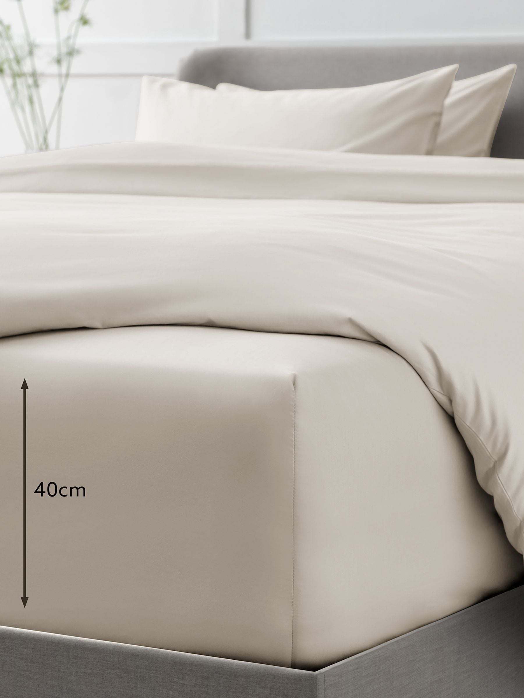 Stone Natural Collection Luxe Egyptian cotton sateen extra deep fitted bed sheet (British brand)
