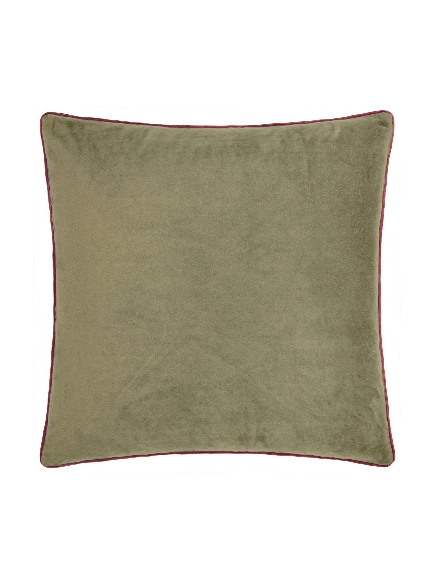 Furn Fir Green/Dark Red Meridian Velvet 55 x 55cm Cushion Cover