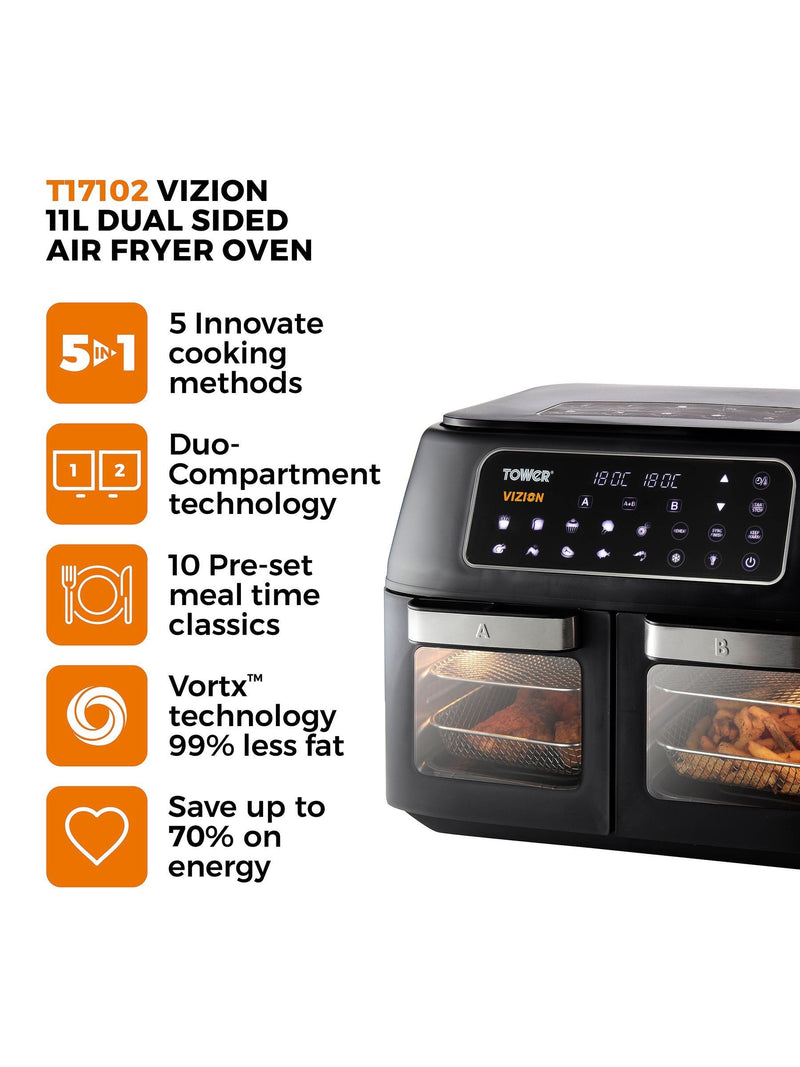 Tower Vortx Vizion 11L dual air fryer (British brand)