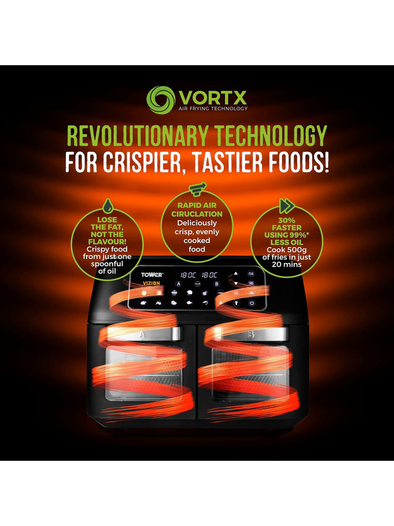 Tower Vortx Vizion 11L dual air fryer (British brand)