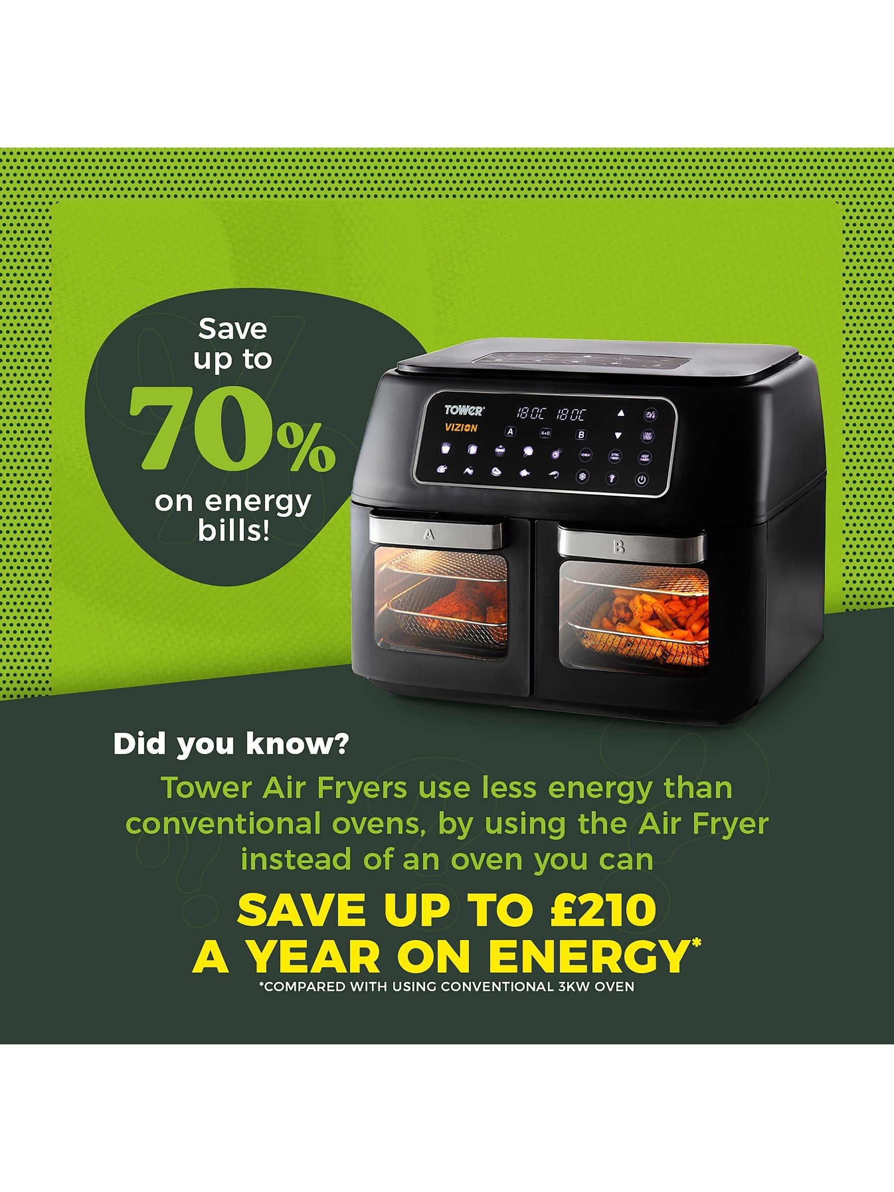 Tower Vortx Vizion 11L dual air fryer (British brand)