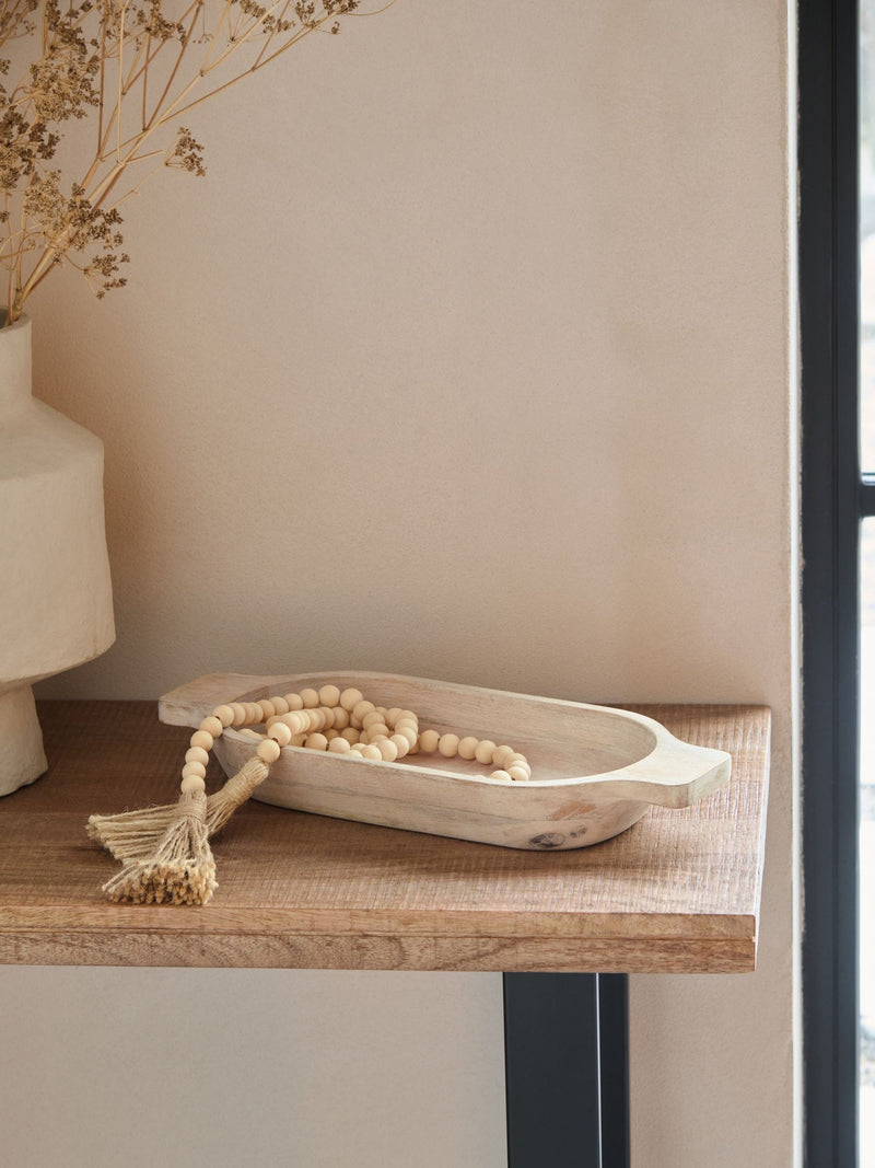 French Connection white mango wood bowl 46cm, imported from the UK