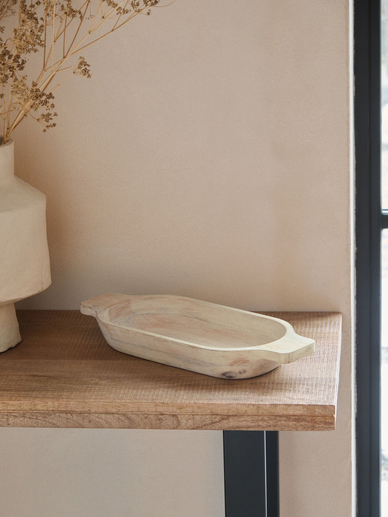French Connection white mango wood bowl 46cm, imported from the UK