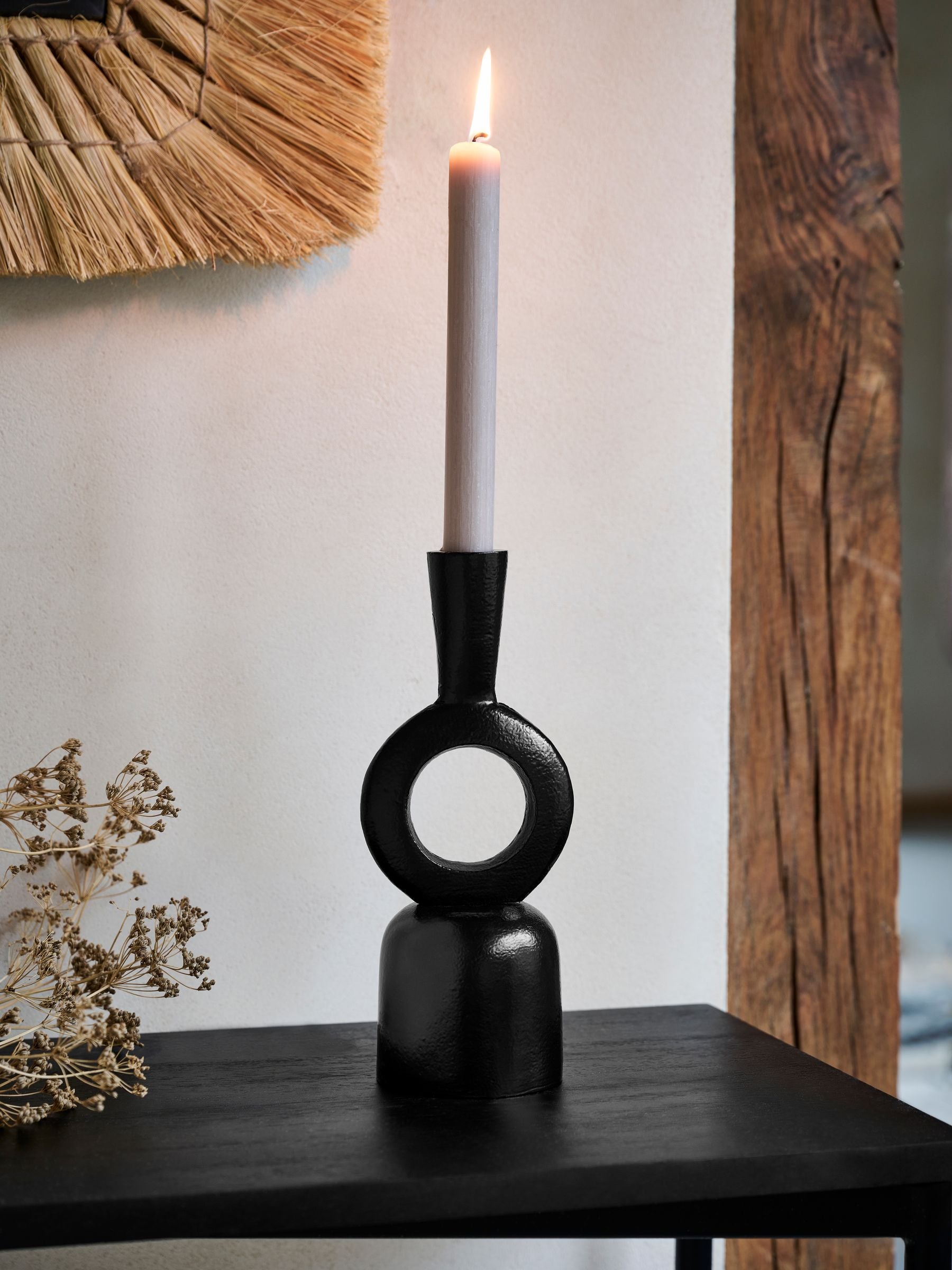 French Connection Black Rustic Taper Candle Holder 23cm - British product