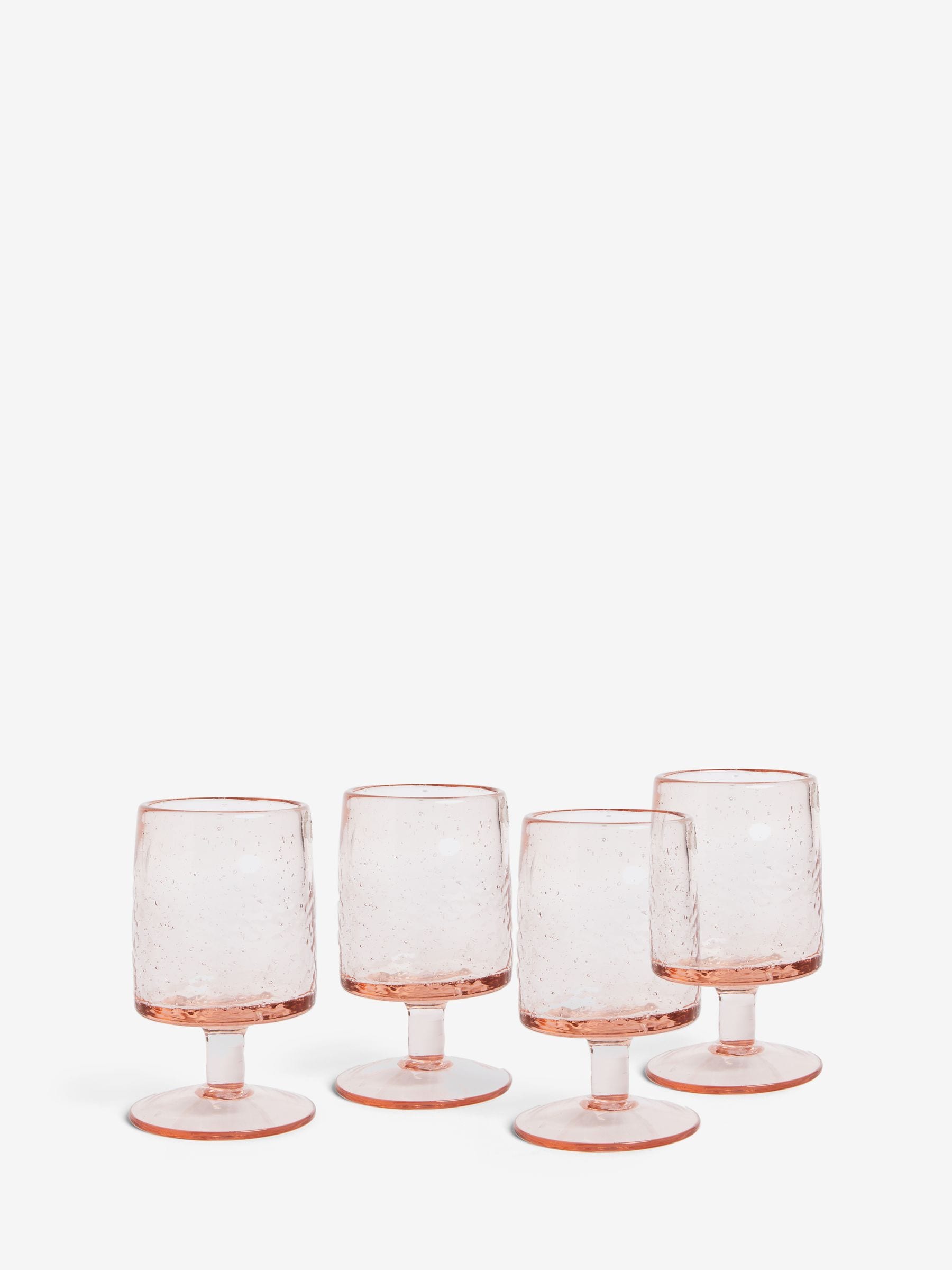 Set of 4 French Connection terracotta pink bubble wine glasses - British product