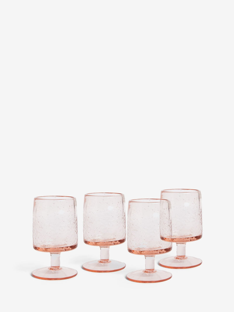 Set of 4 French Connection terracotta pink bubble wine glasses - British product