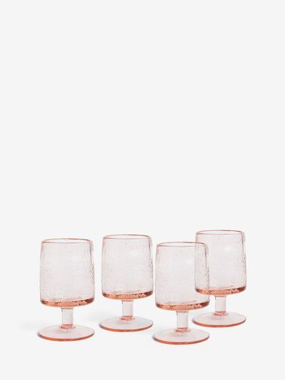 French Connection Sett av 4 Terrakotta Rosa Håndlaget Boble Vinglass