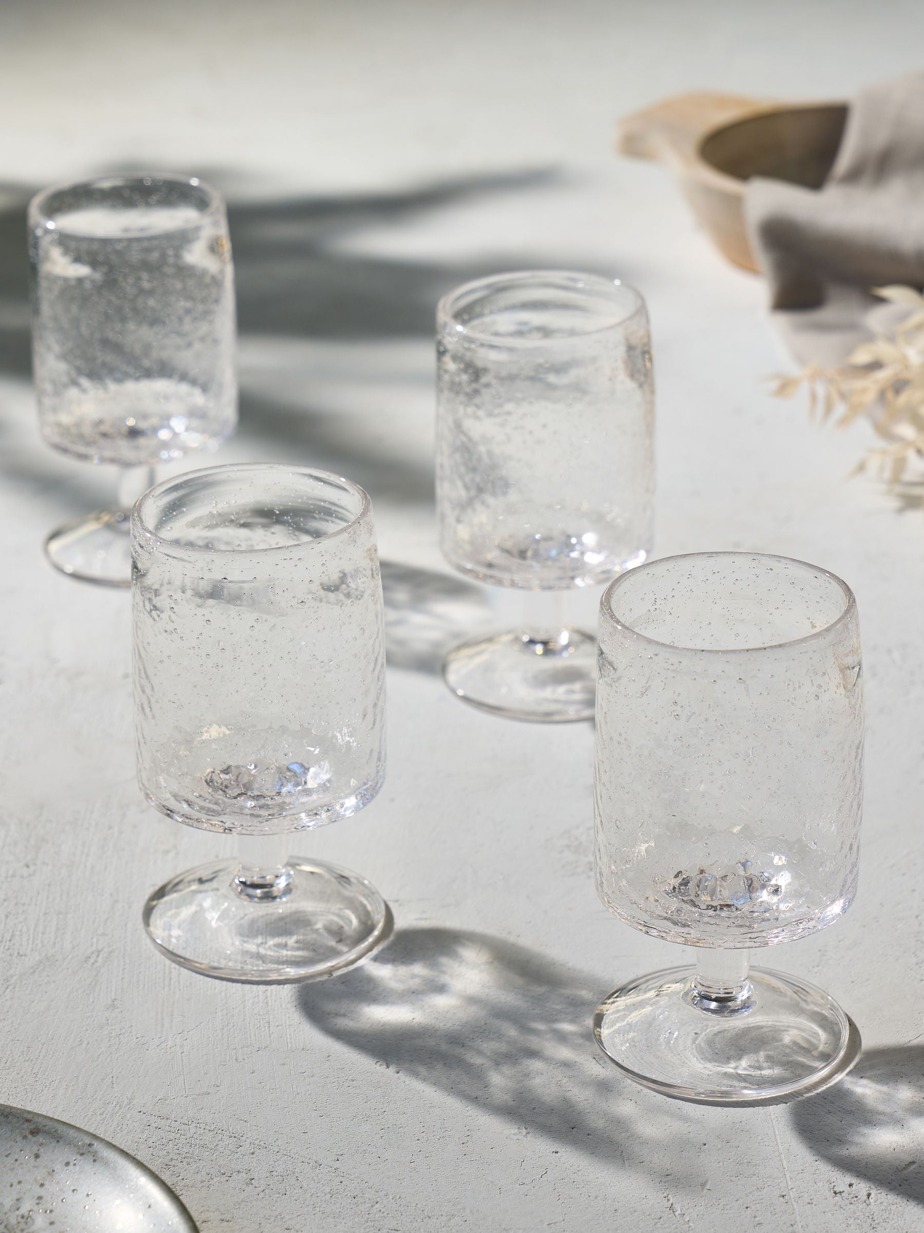 French Connection Set of 4 Terracotta Pink Handmade Bubble Wine Glasses
