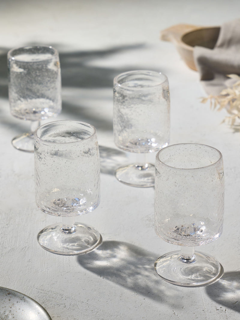 French Connection Set of 4 Terracotta Pink Handmade Bubble Wine Glasses
