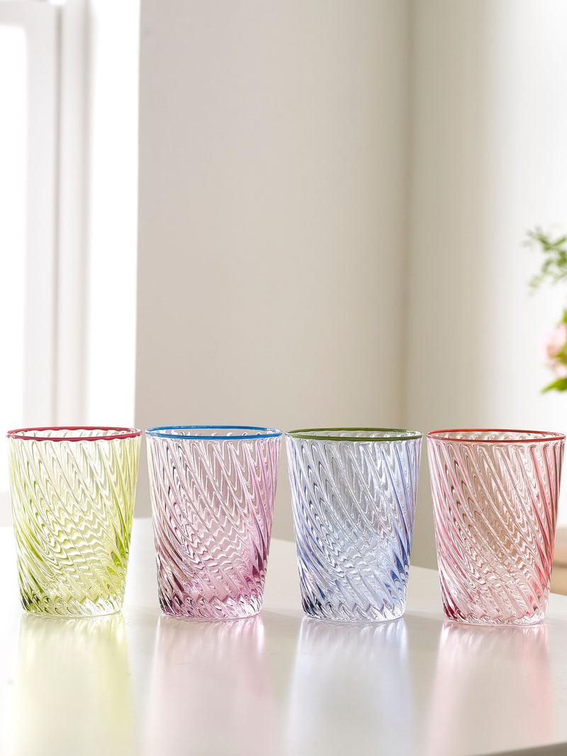 Nina Campbell Set of 4 Multi Embossed Tumbler Glasses