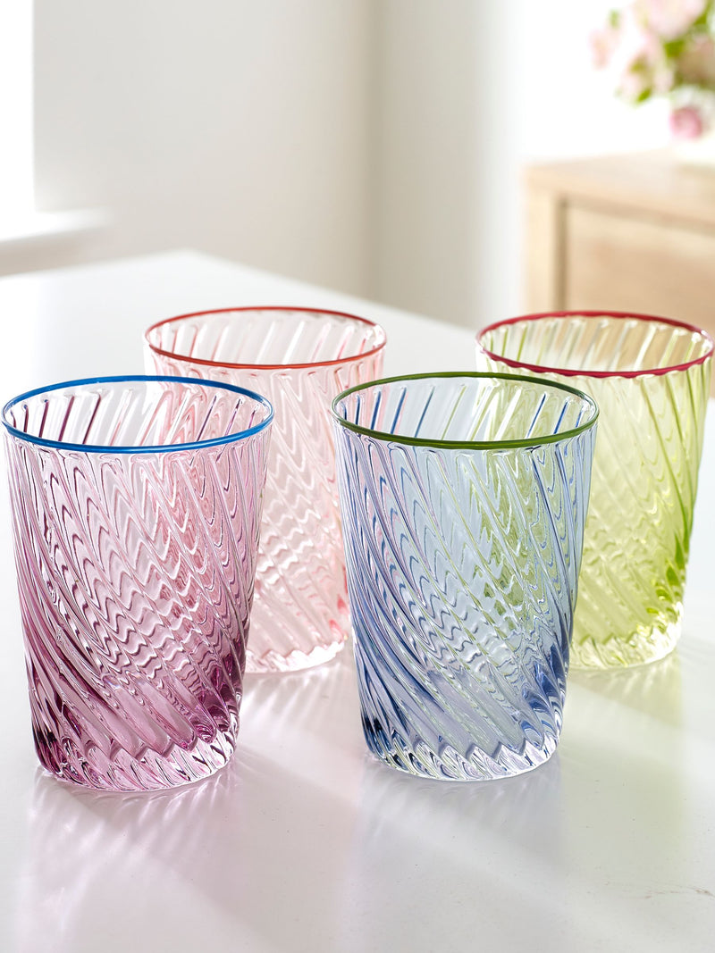 Nina Campbell Set of 4 Multi Embossed Tumbler Glasses