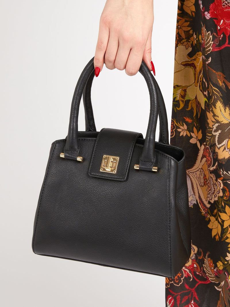 Jones Bootmaker Black Whimsy Leather Top Handle Tote Bag