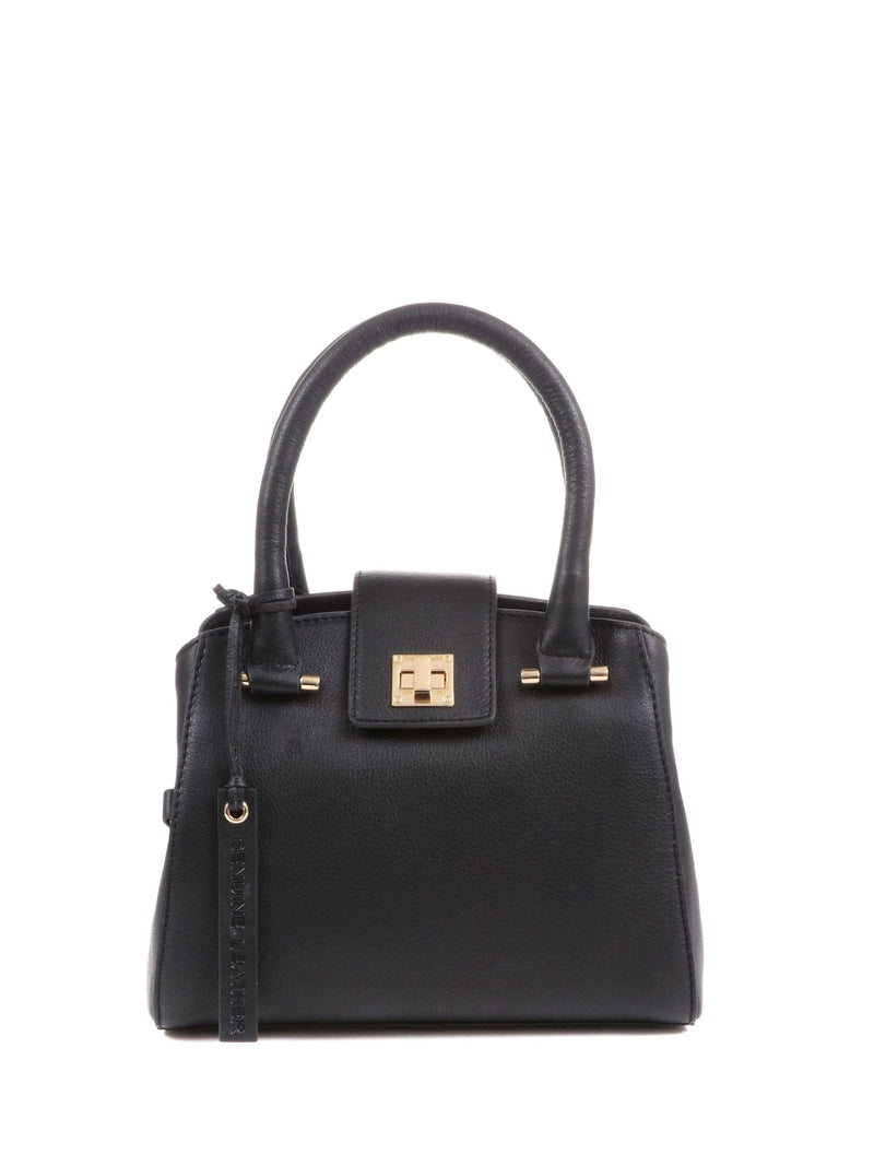 Jones Bootmaker Black Whimsy Leather Top Handle Tote Bag