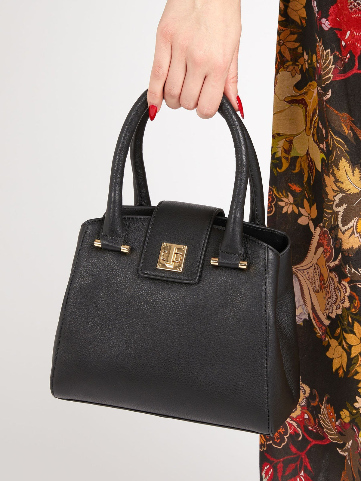 Jones Bootmaker Black Whimsy Leather Top Handle Tote Bag