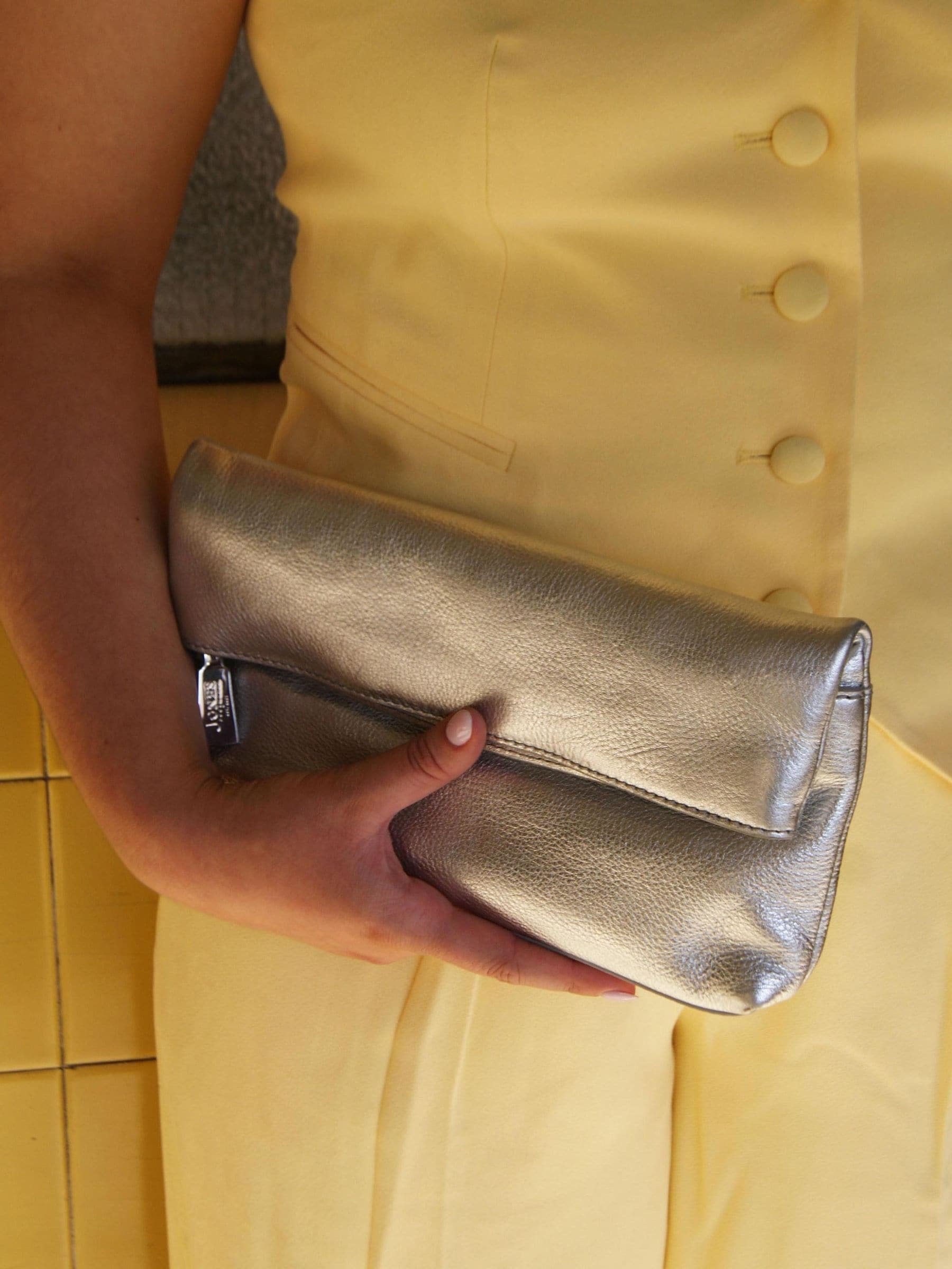 Jones Bootmaker Gold Wylie fold-over clutch bag, UK version