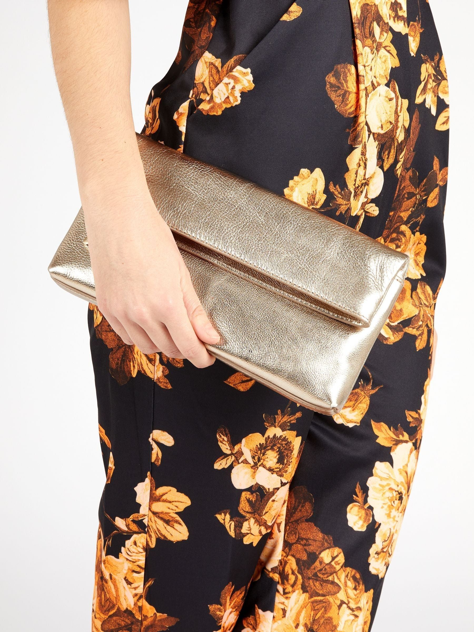 Jones Bootmaker Gold Wylie fold-over clutch bag, UK version