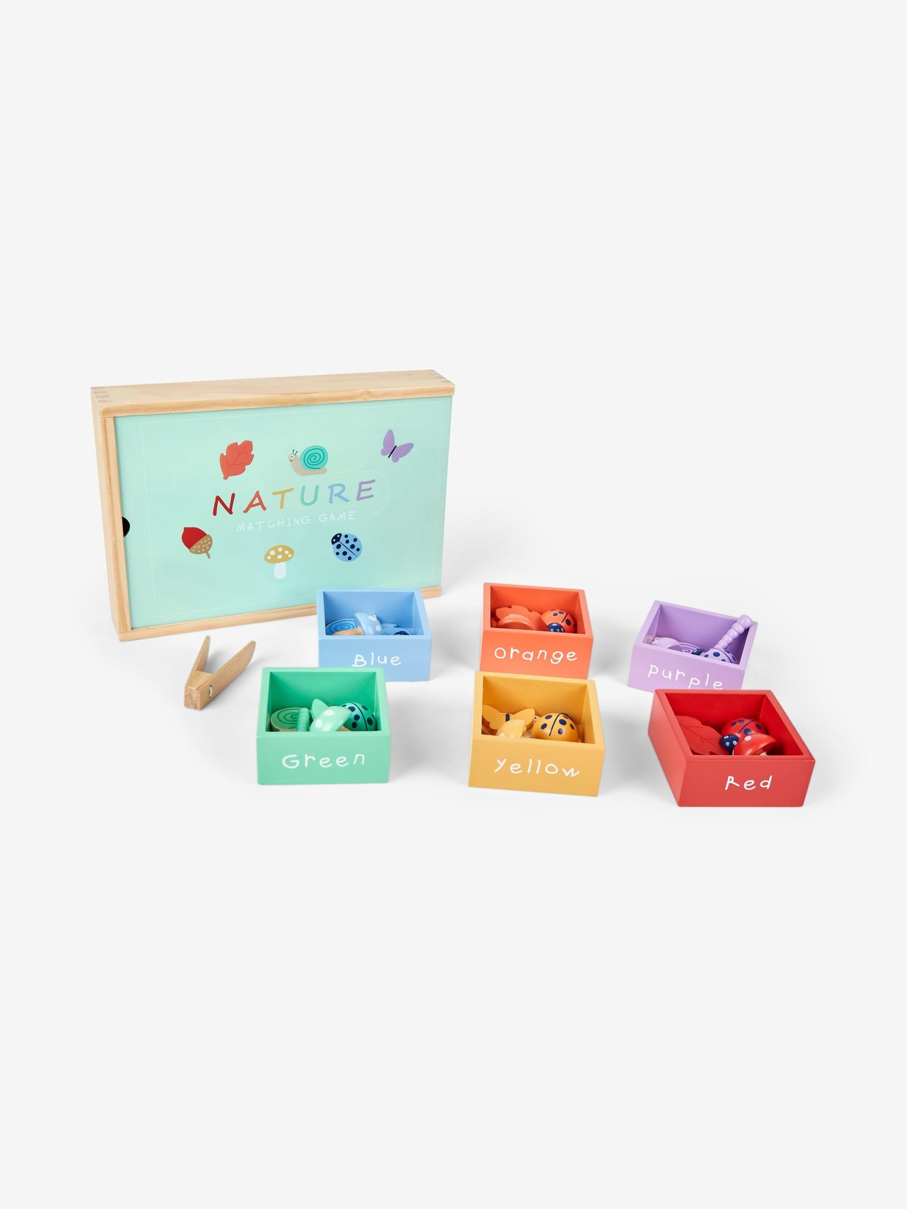 JoJo Maman Bébé nature matching game wooden shapes British brand