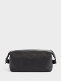 Sac de toilette Osprey London The Toby en cuir noir, importé du Royaume-Uni