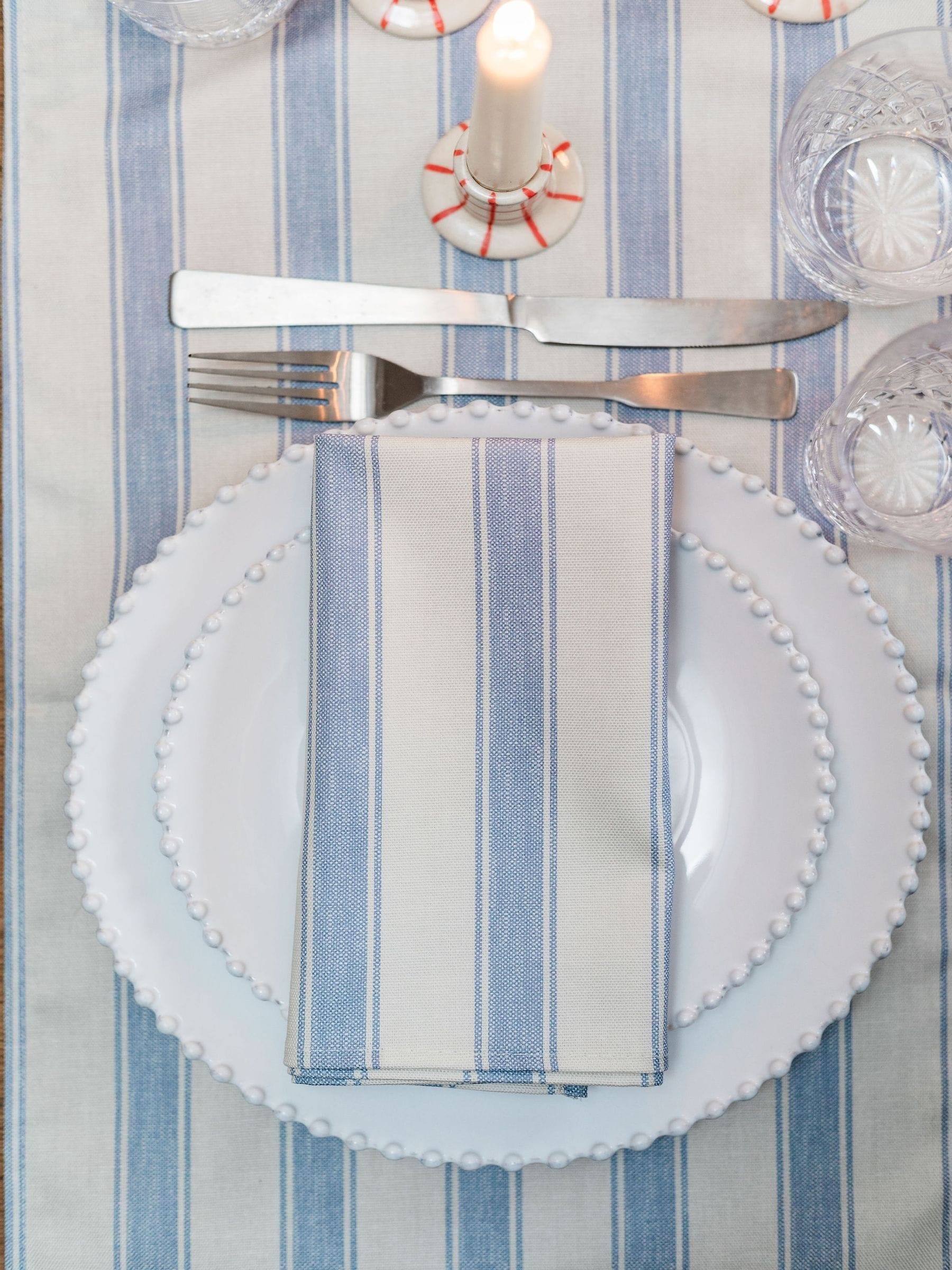 Avalon Home mid blue stripe napkins set of 2 (British brand)