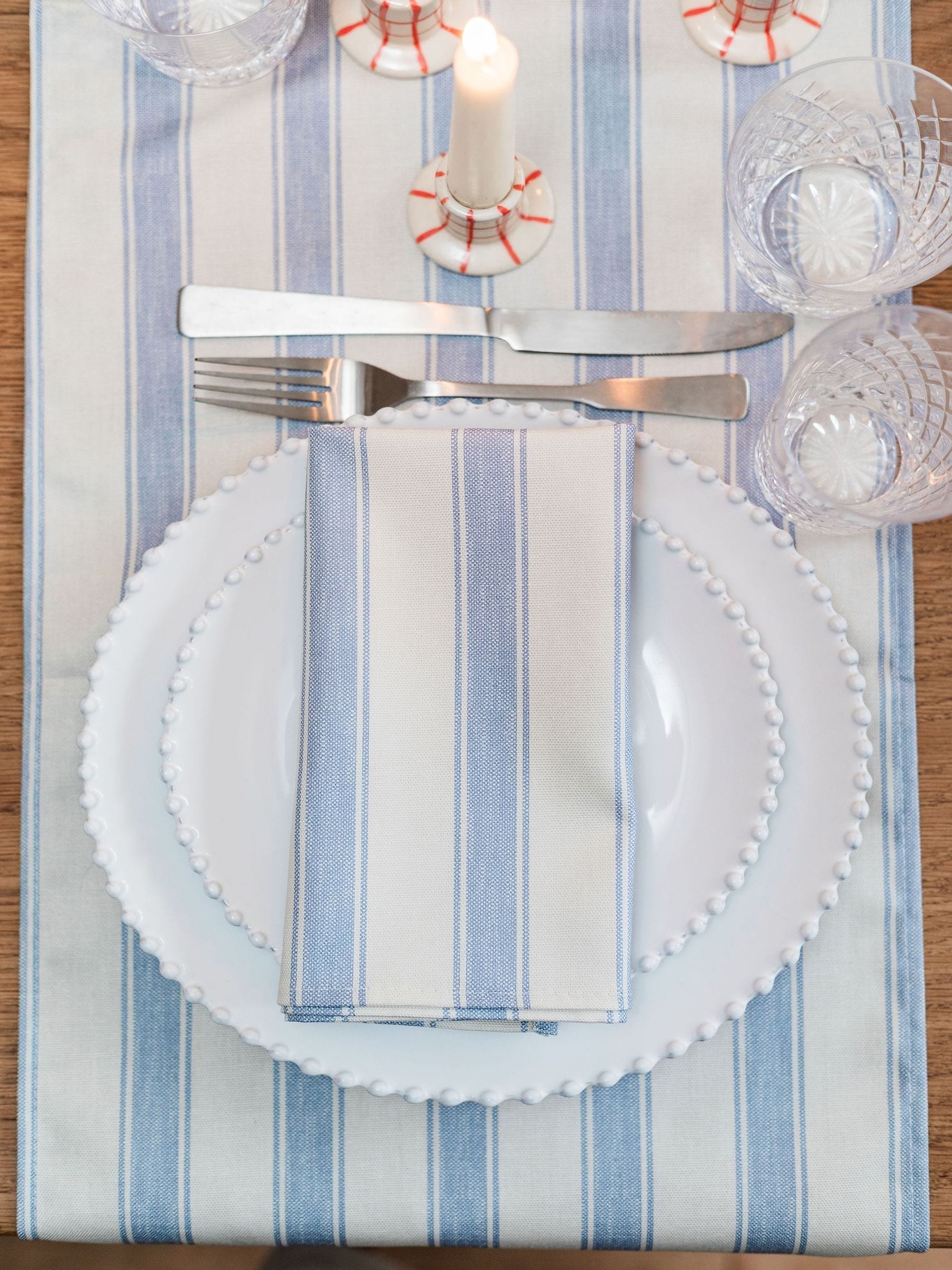 Avalon Home mid blue stripe napkins set of 2 (British brand)