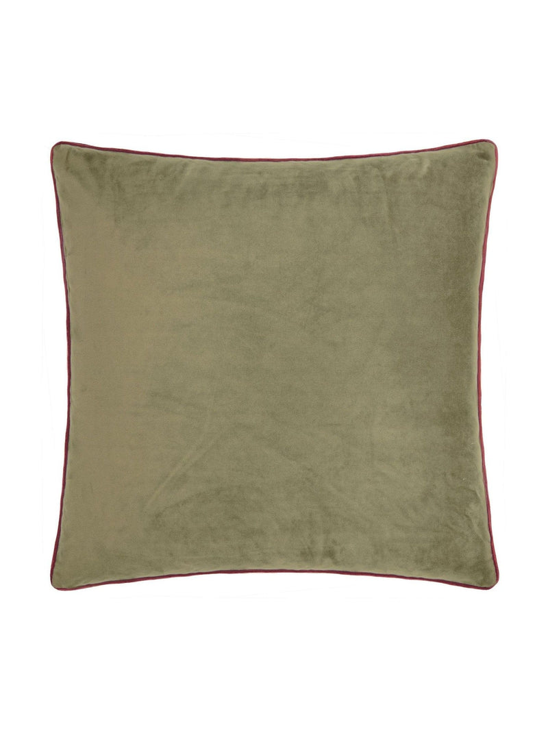 Furn Fir Green/Dark Red Meridian Velvet 45 x 45cm Cushion Cover