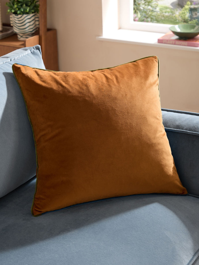 Furn Ginger/Olive Meridian Velvet 55 x 55cm Cushion Cover