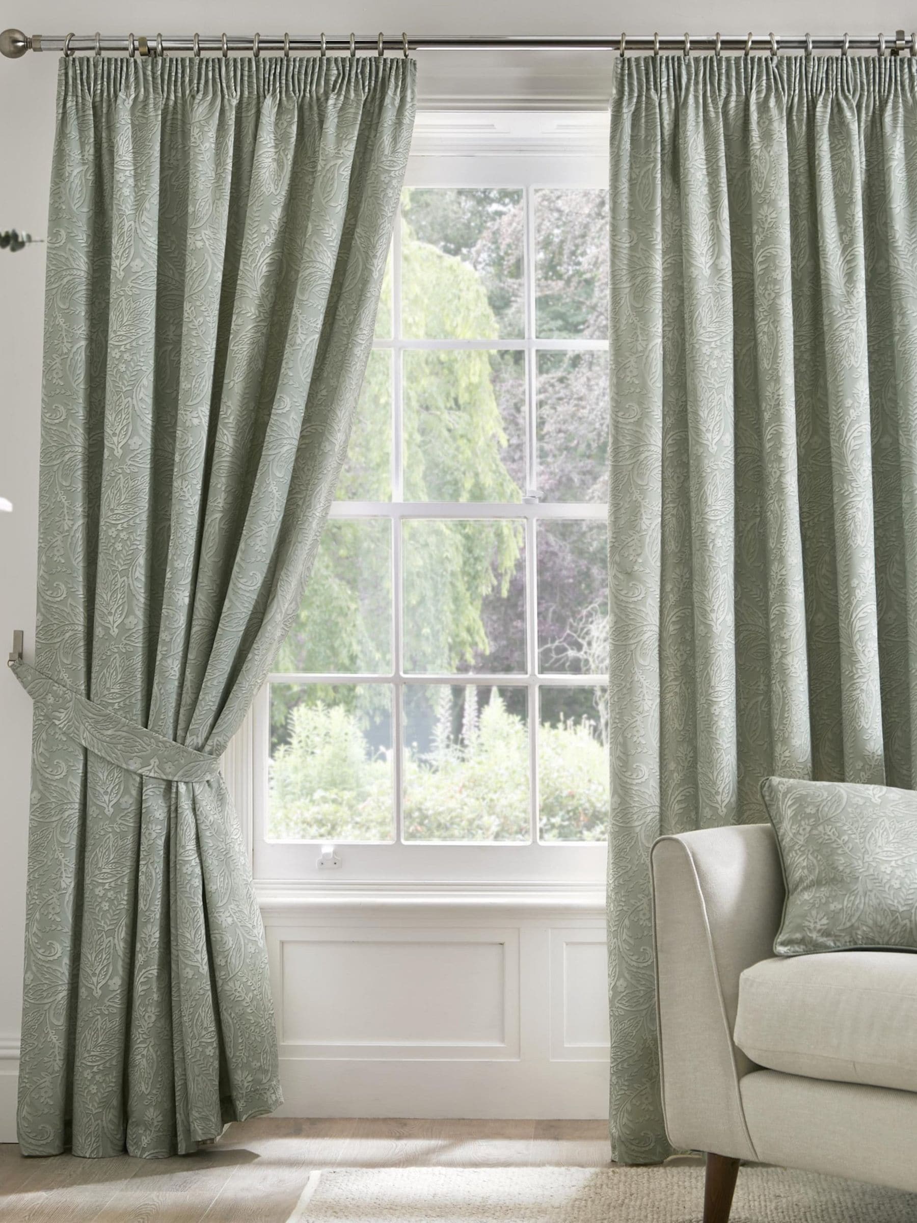 Dreams & Drapes Green Aveline pencil pleat curtains 229x183cm - British product
