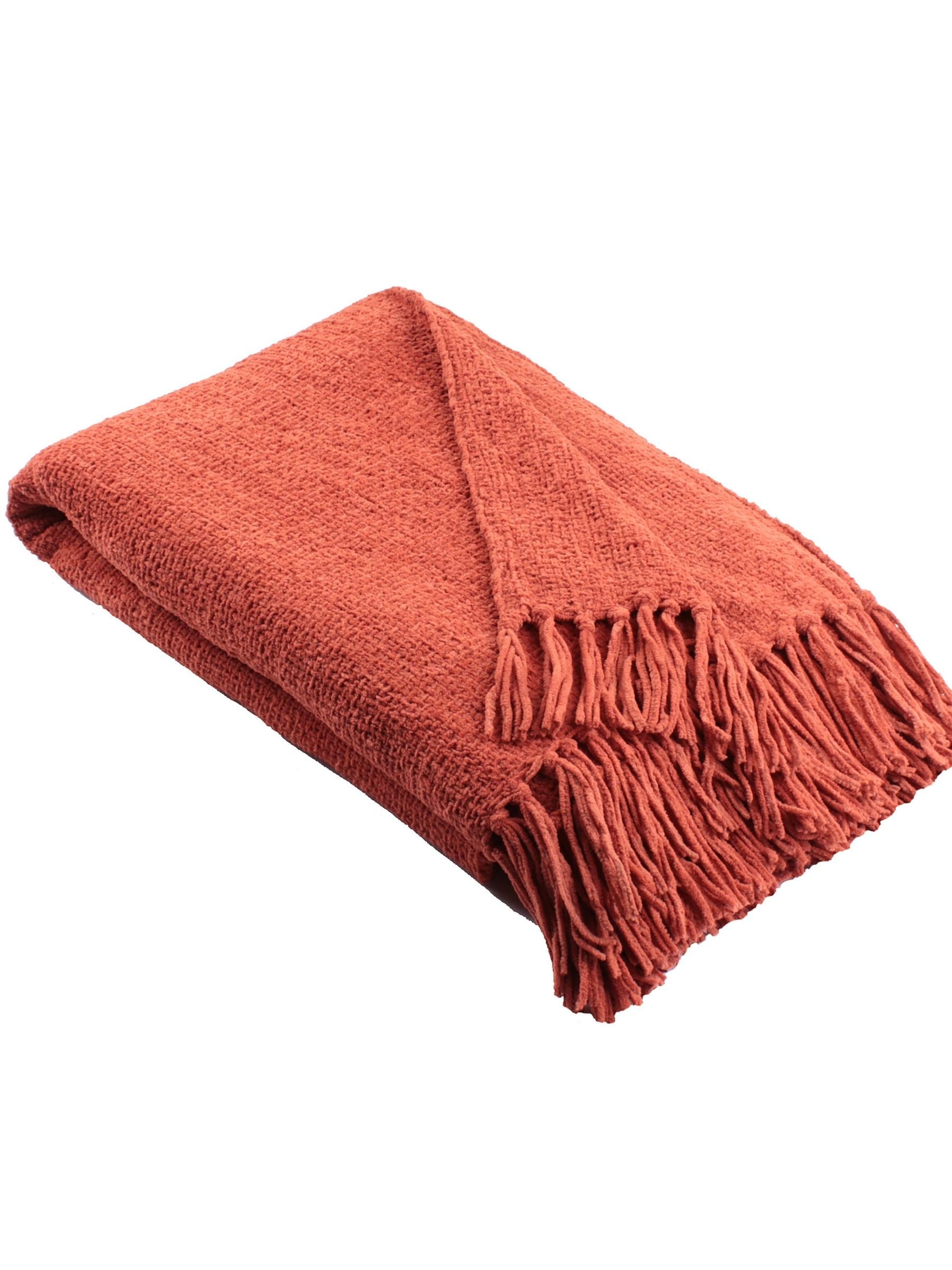 Appletree orange chenille throw 130x180cm (British brand)